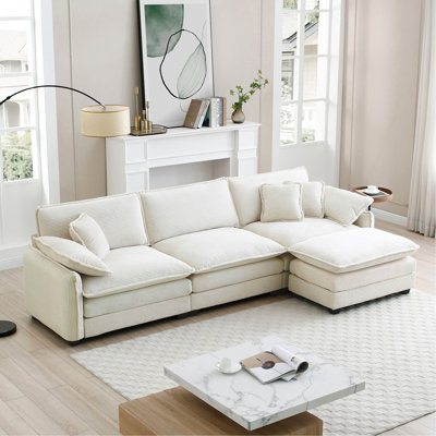 Canapé surdimensionné à 3 places avec repose-pieds et canapé modulaire en forme de L avec repose-pieds pour le salon