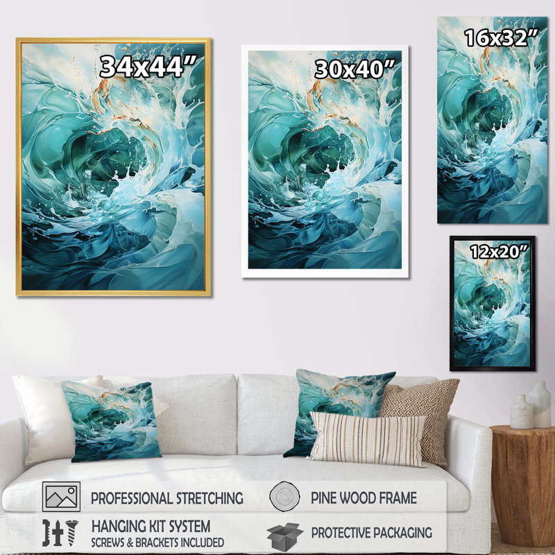 Clari - abstrait spirales sur toile, Toile avec cadre flottant or, H 20 po x l 12 po x P 1 po