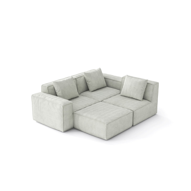 118" NASA-Grade Sectional Sofa with Cloud Couch Design & Zero Assembly, 5-Person Capacity Multi-Functional Seating