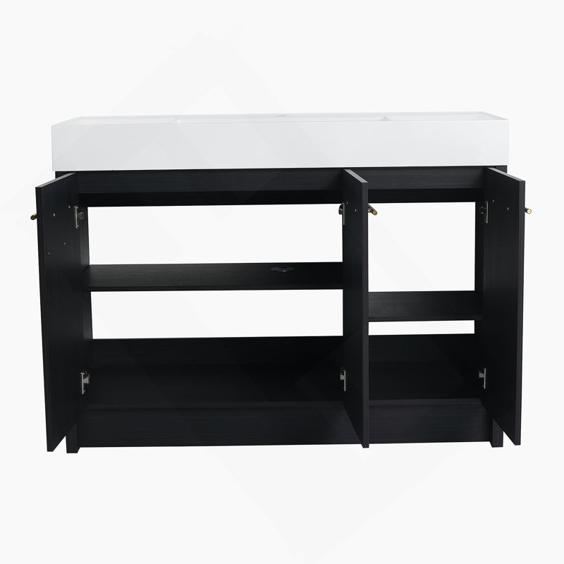 Ensemble de meuble-lavabo autoportant de 48 po avec lavabo en résine, avec porte à fermeture douce, ensemble KD, 48"