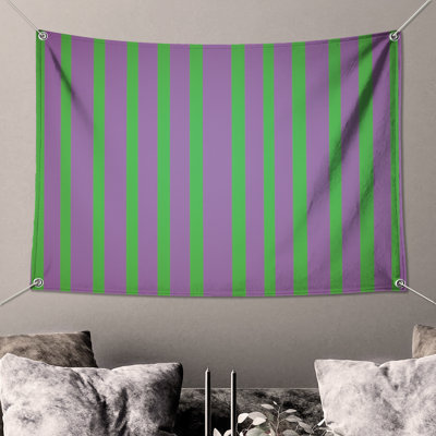 Purple Green Stripes Wall Tapestry - Striped Wall Decor