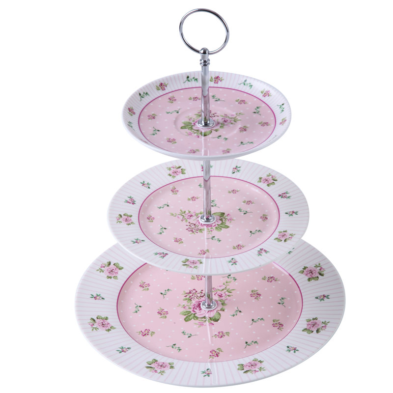 Alfreda Bone China Tiered Stand, Pink