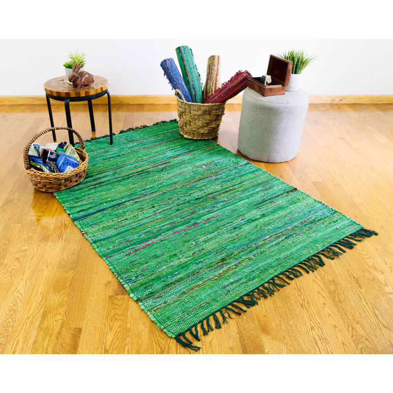 Cotton Abstract Indoor Rug, Rectangle 4' x 6'