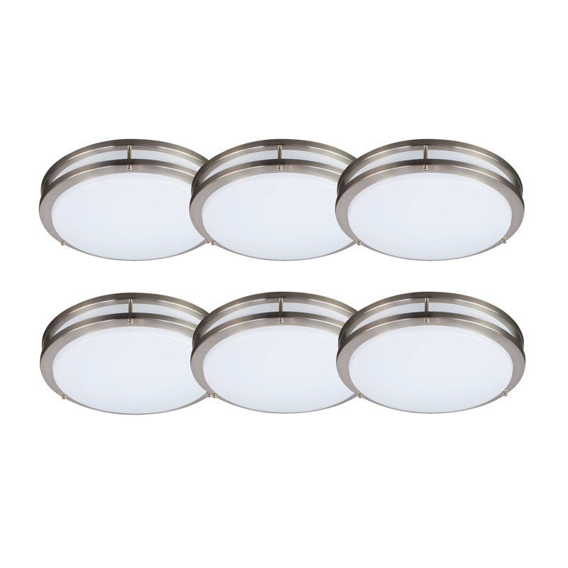 LED Flush Mount Brushed Nickel Ceiling Light Dimmable 3000/4000/5000K Selectable, 3.5" H x 12" W x 12" D