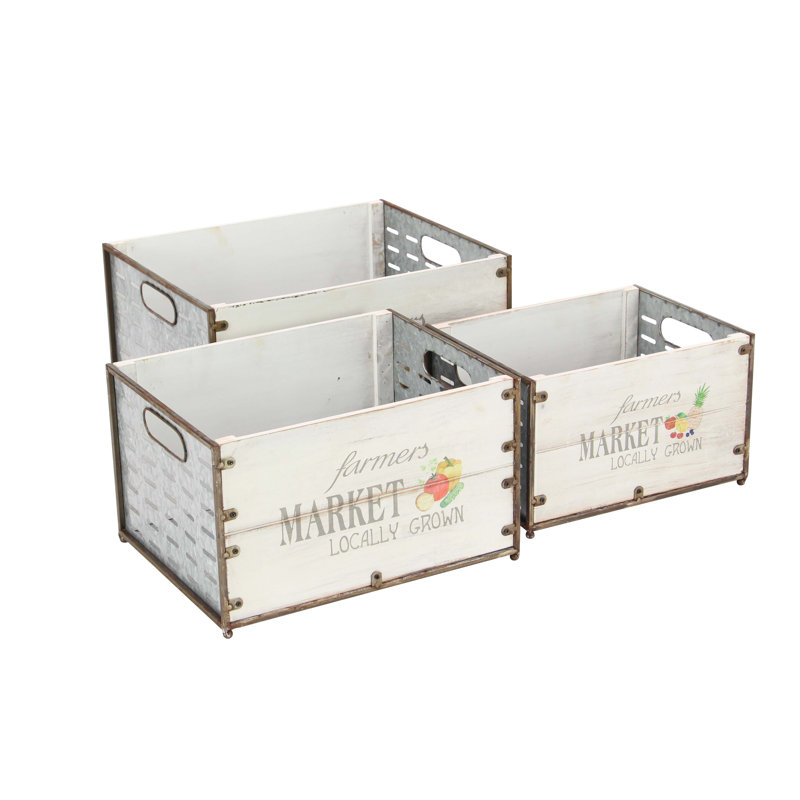 Ensemble de 3 boîtes à fleurs/caisses de marché