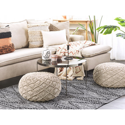 Gerasim 50cm Wide Round Pouffe Ottoman