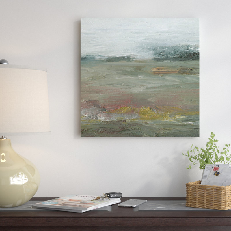 " View At Dusk " by Sharon Gordon, 18" H x 18" W x 1.5" D, Black Framed Canvas, No Mat