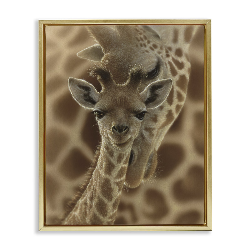 Cadre flottant pour nouveau-né girafe, conception par Collin Bogle, H 31 po x l 25 po, Cadre flottant métallique doré