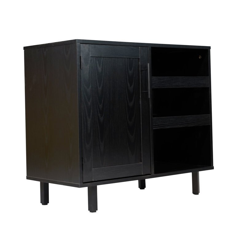 Buffet Quintavia Classic avec rangement ouvert et fermé, Noir