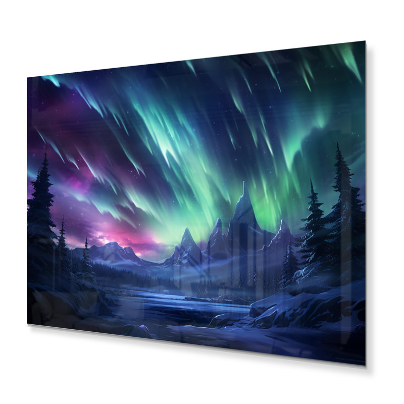 Vibrant Northern Lights - impression sans cadre sur métal, H 16 po x l 32 po x P 1 po