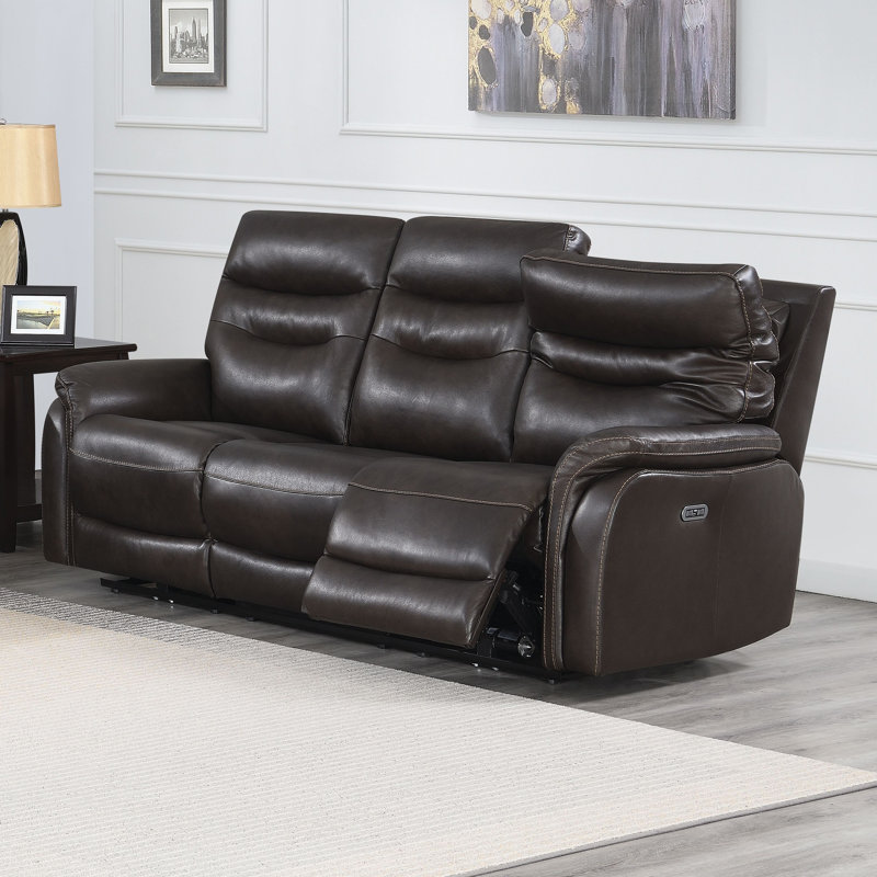 Canapé inclinable en cuir 84 po Aonghus, Marron foncé