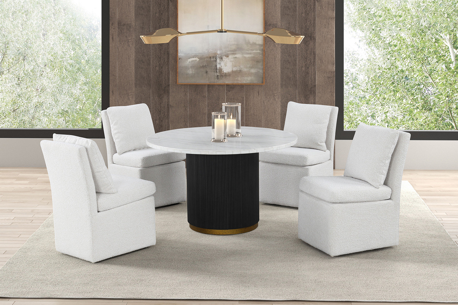 Ebern Designs Wessel 5-pcs Marble Top Round Dining Table Set | Wayfair