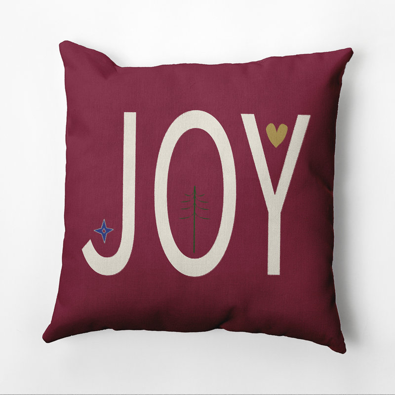  Housse et insert de coussin carré Joy Joy, H 16 po x l 16 po, Canneberge/bourgogne