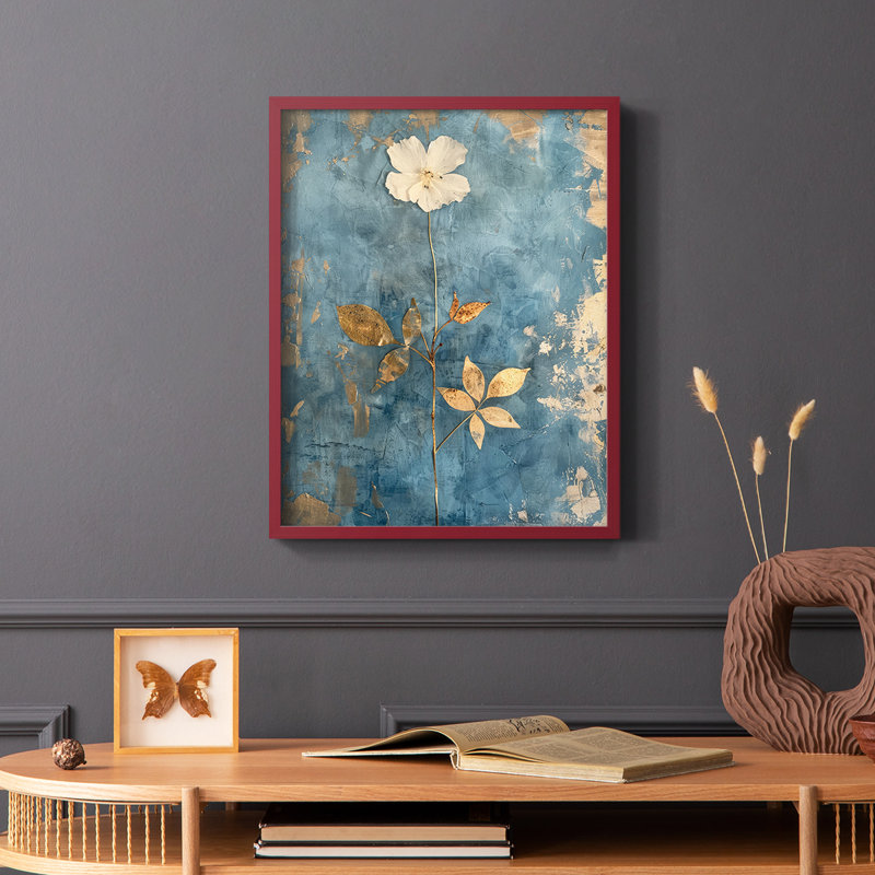 FLORAL Series XLIV - reproduction encadrée de qualité supérieure - prête à être accrochée - aucun clou requis, Rouge