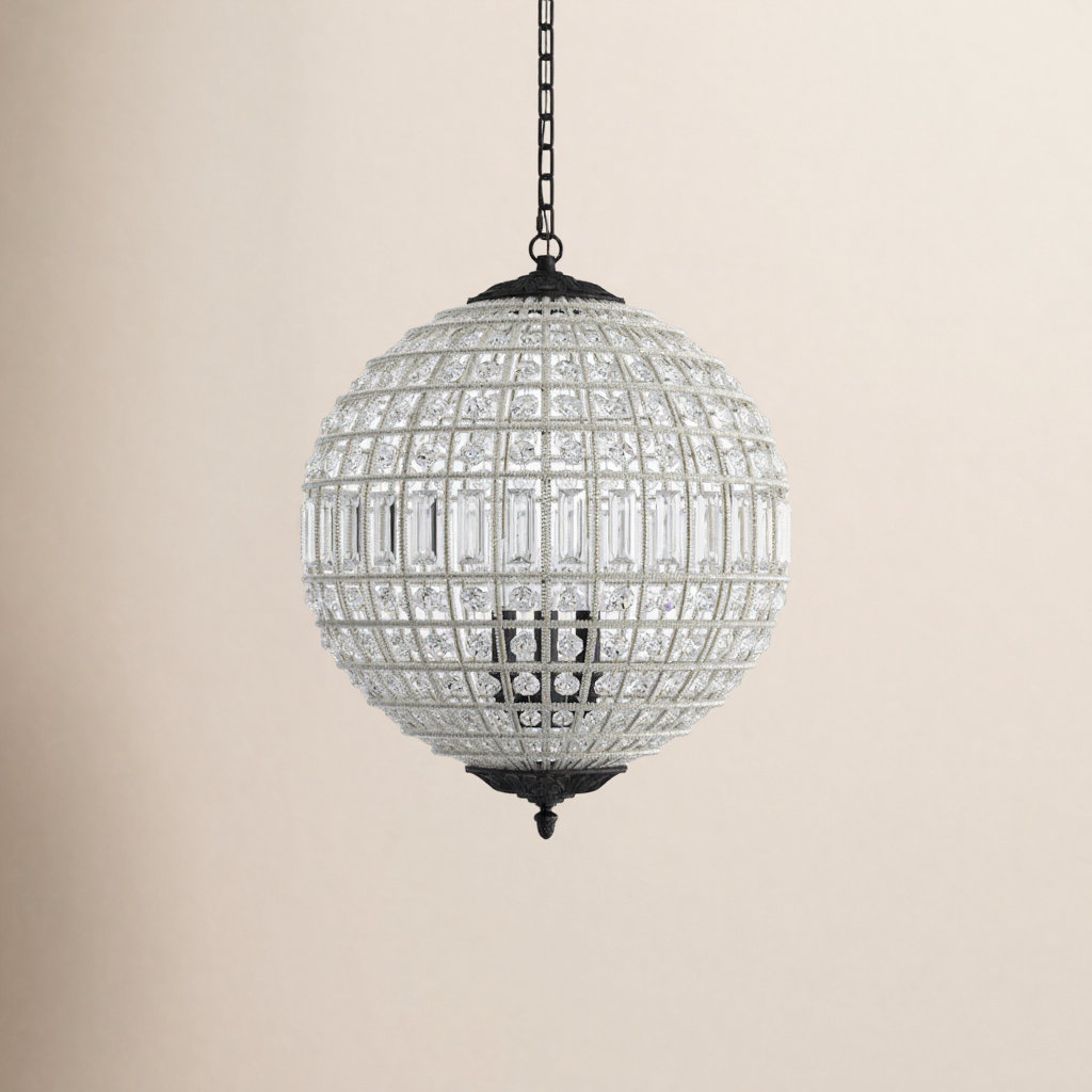 Rola Crystal Chandelier, Dark Bronze, 3 Lights