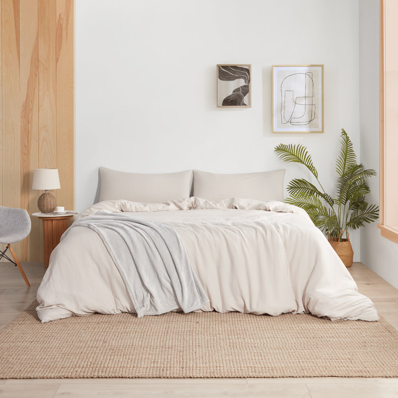 Belgian Flax Linen and Viscose Luxury Oversized Duvet Cover, King Duvet Cover, Beige