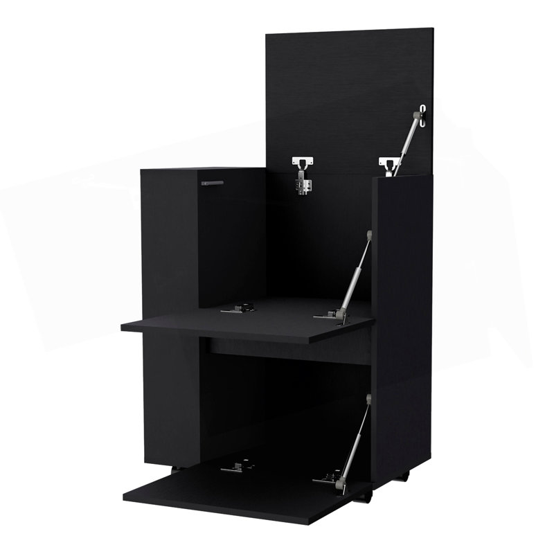 Black 2-Cabinet Bar Cart, Black