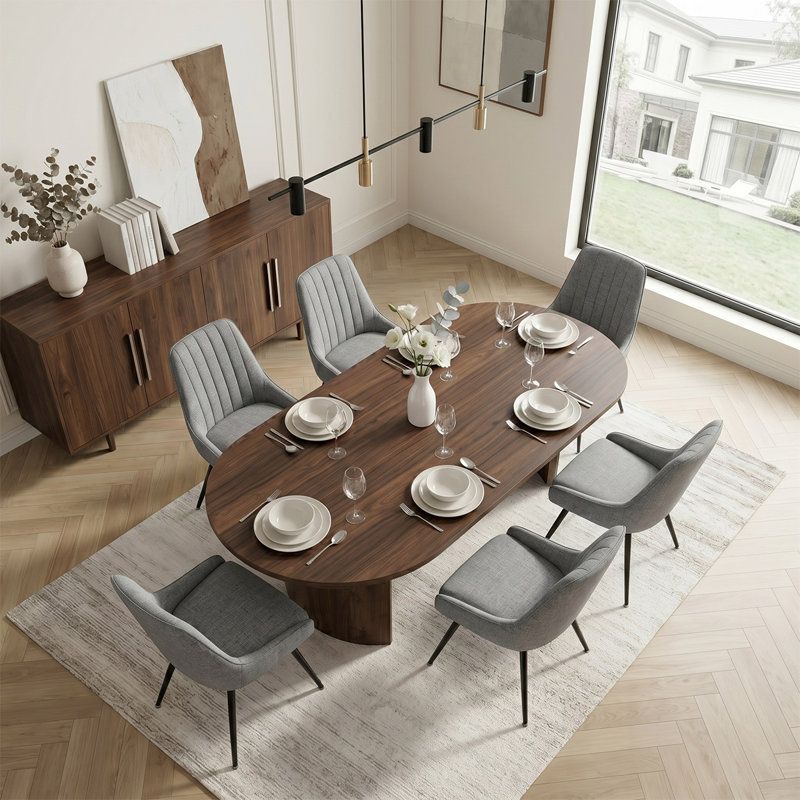 Ensemble de table de salle à manger 7 pièces 7 pi, Grey