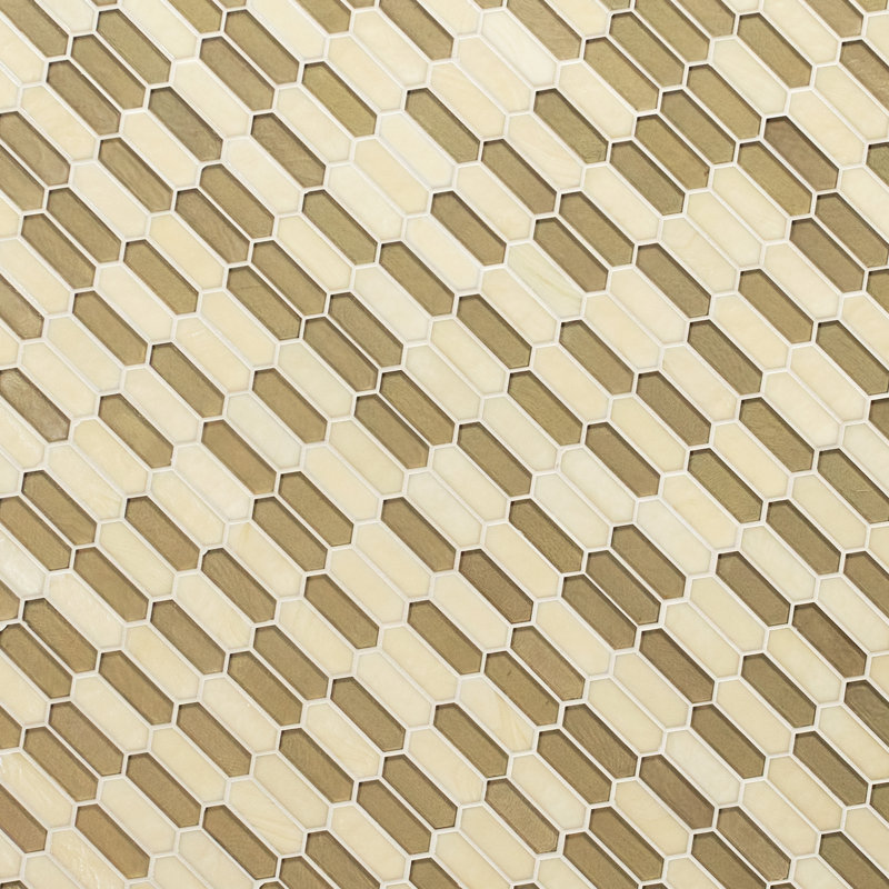 Rietto Spire 10 in. x 12 in. Glossy Glass Mosaic Wall Tile, Cresta Oro