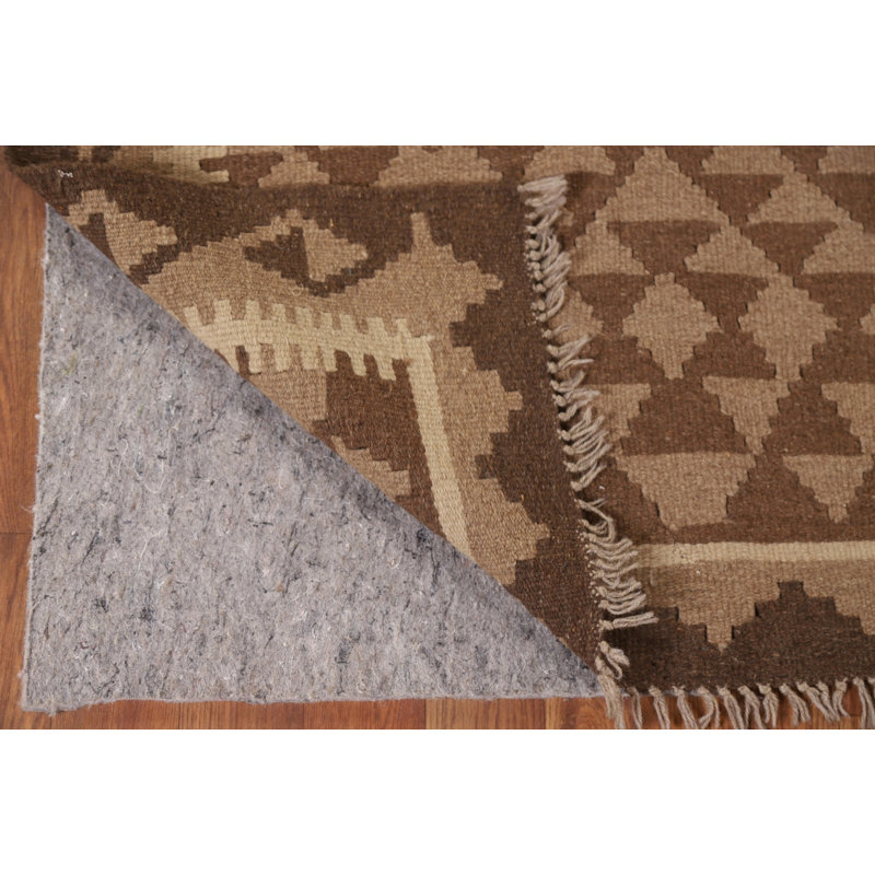 Brown Kilim Reversible Wool Area Rug 5x7