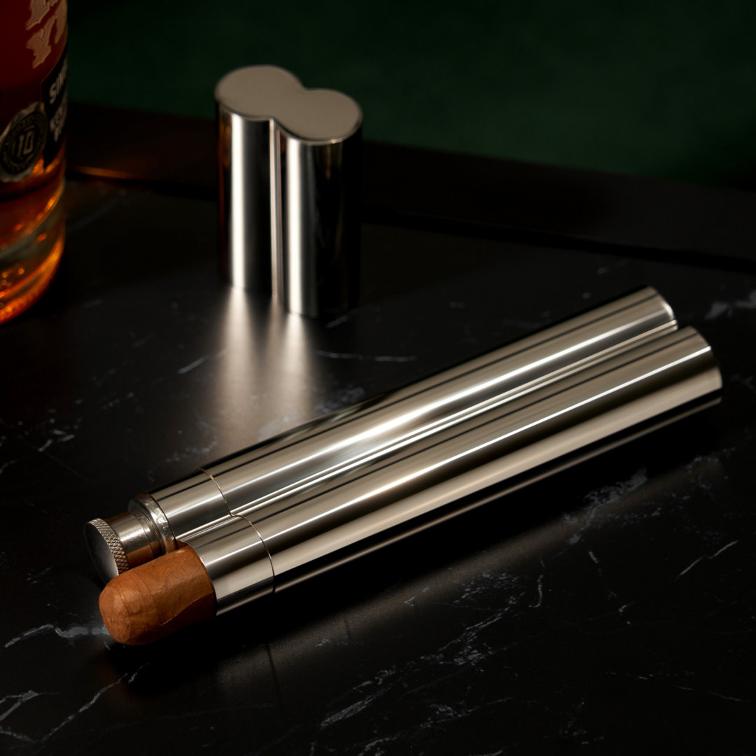 Harrison Stainless Steel Cigar Holder and Flask Viski