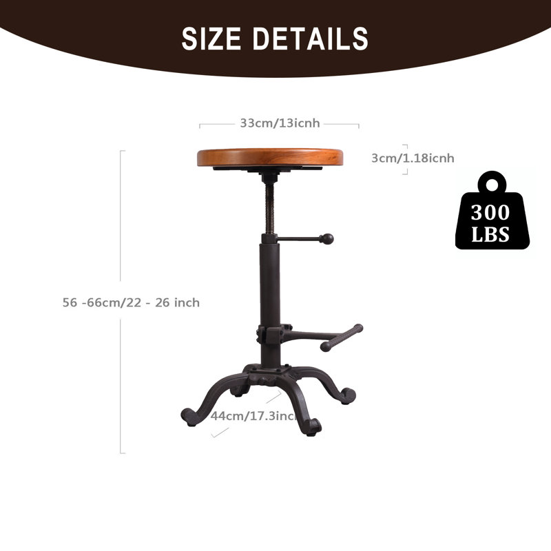 Dicle Swivel Adjustable Height Counter Stool with Metal Frame, Light Brown/Dark Brown