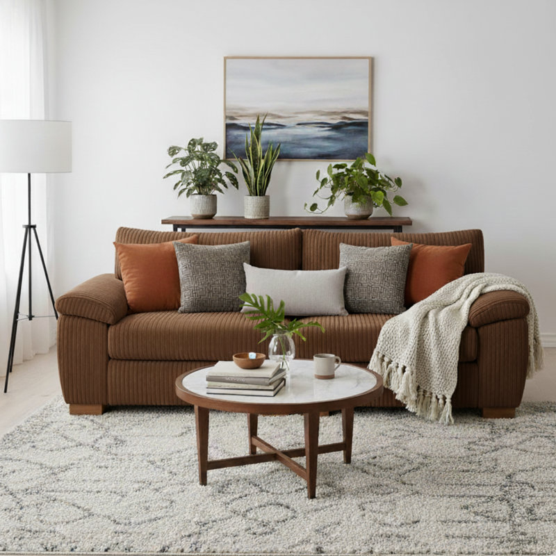3 Seater Corduroy Sofa, Brown