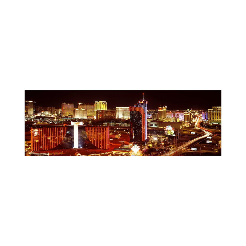 City Lit Up At Night, Las Vegas, Nevada, USA #4 - Wrapped Canvas Panoramic Print, 152.4 cm H x 50.8 cm W x 1.91 cm D