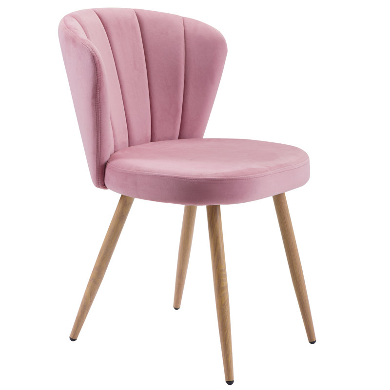 Tamia 46.5cm H Tufted Velvet Upholstered Side Chair, Pink, Brown