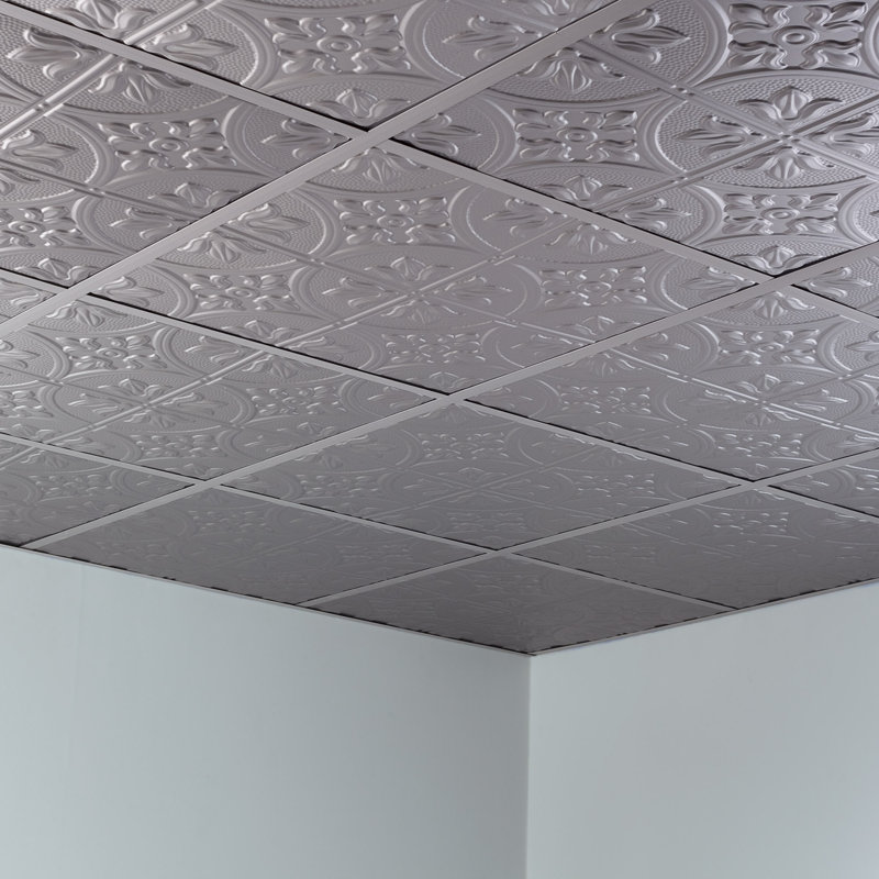 Panneau décoratif décoratif en vinyle 2 pi x 2 pi FASÄDE style traditionnel / motif 2, Argenté