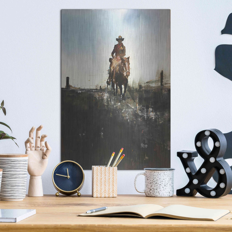 Art mural en métal luxueux «Horse With No Name» par Oscar Alvarez Pardo, 24 po x 36 po, H 16 po x l 12 po