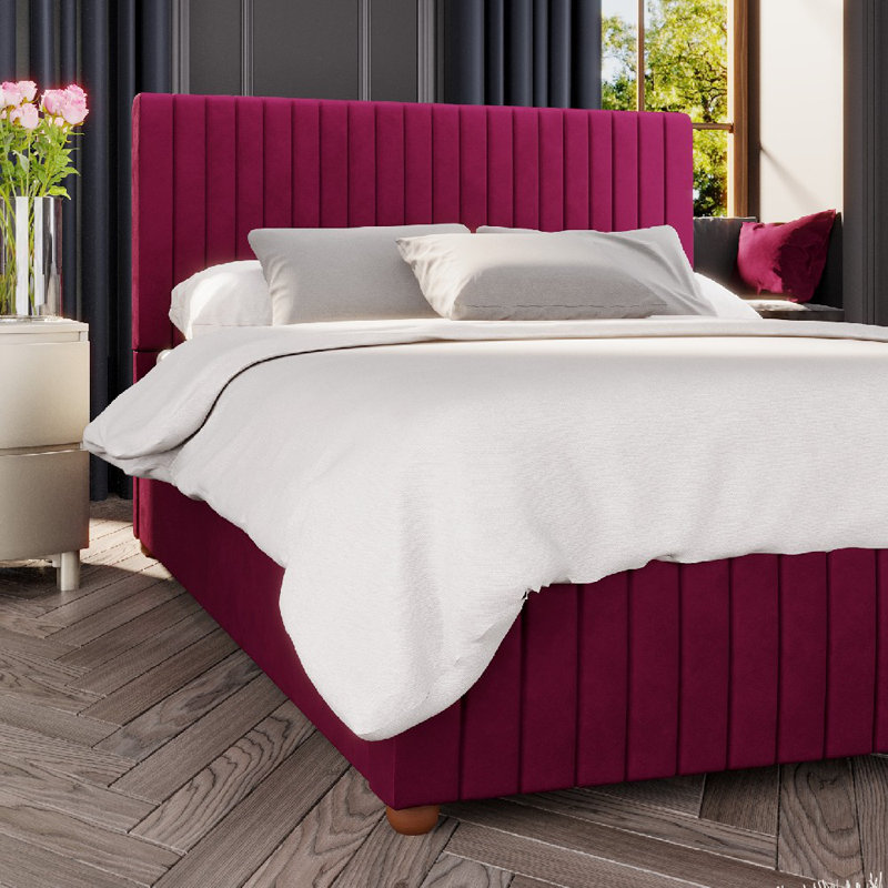 Upholstered Ottoman Bed, Berry, Double (4'6)