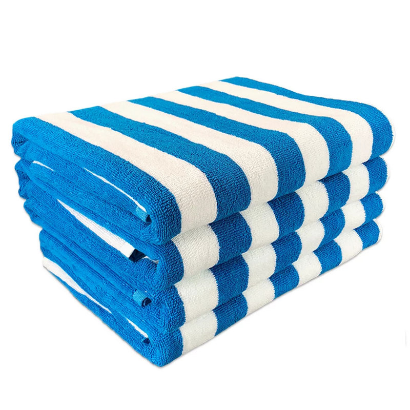 Serviette de plage Arkwright California Cabana 100% coton 30 x 70 (paquet de 4), Bleu