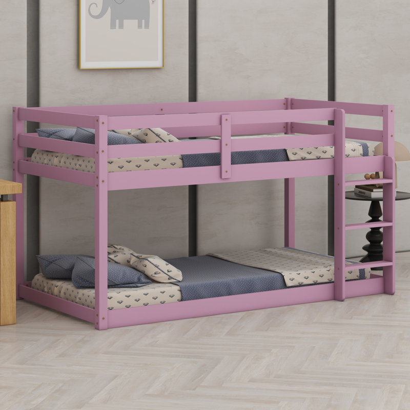 Lit superposé en bois avec échelle, Rose