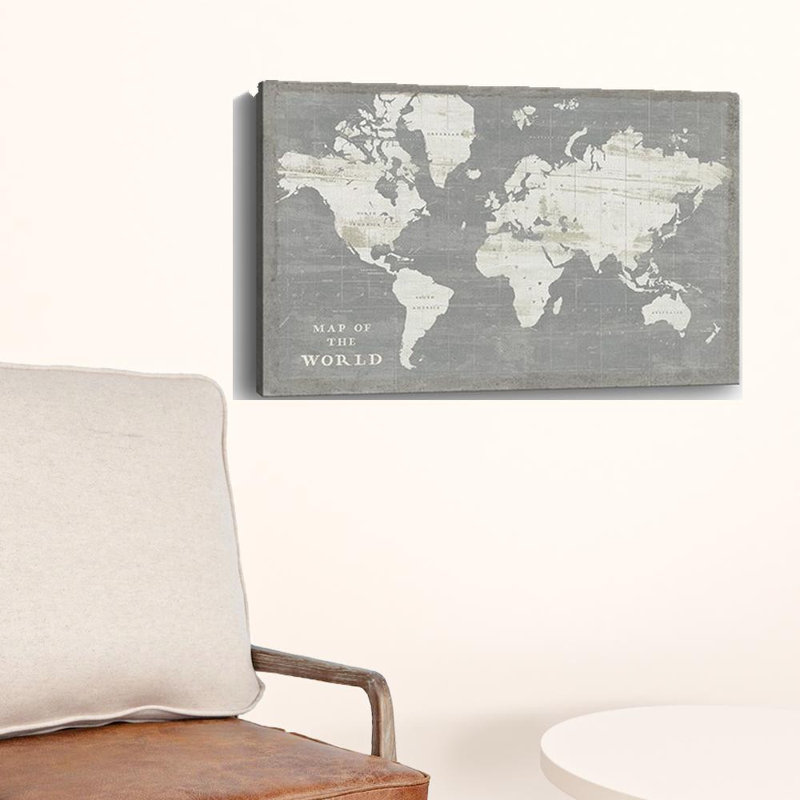 Art mural carte du monde minimaliste