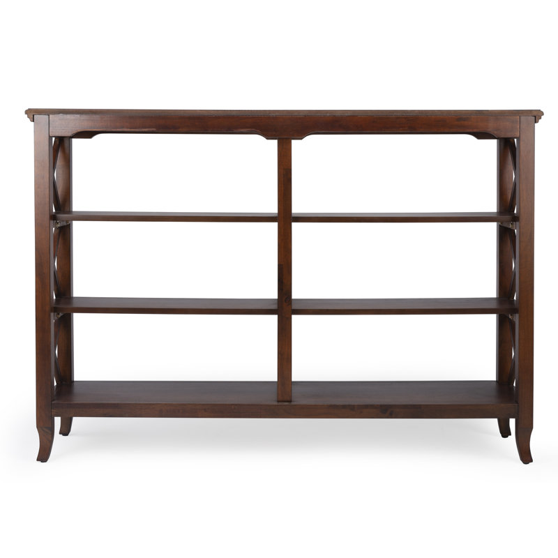 Brown Rubberwood and Birch Veneer Console Bookcase