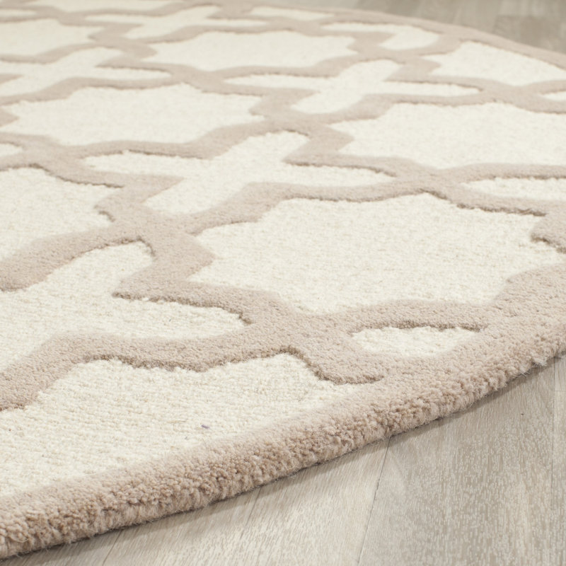 Cannen Hand Tufted Wool Geometric Rug, Round 6'