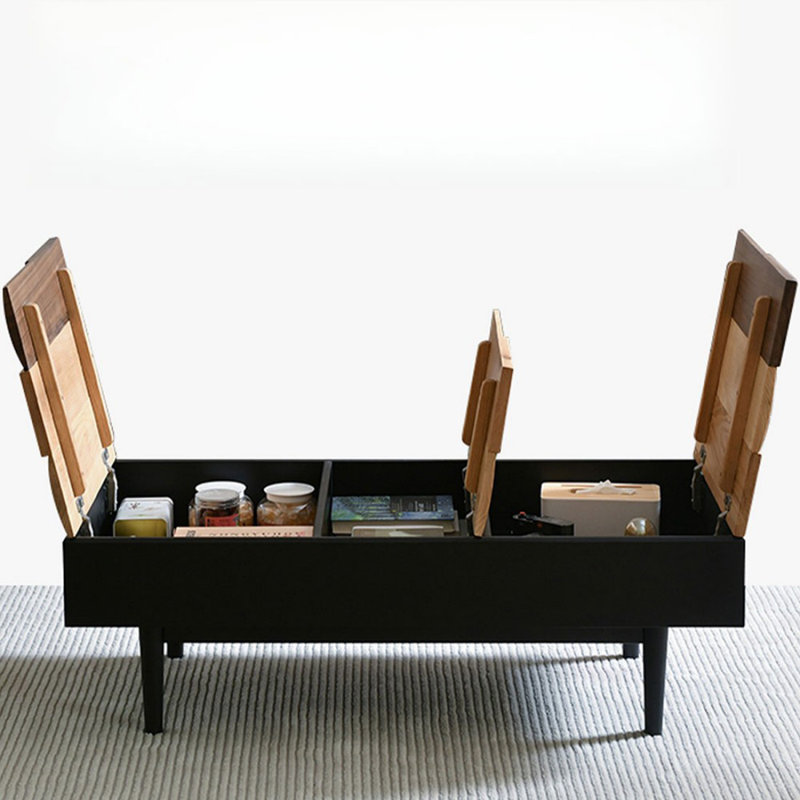 Table basse rectangulaire en bois massif noir, H 15,7 po x L 59,1 po x l 27,6 po