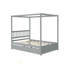 Lit à baldaquin avec lit gigogne simple, cadre de lit plateforme en bois massif pour enfants avec tête de lit
