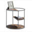 Table de bout à demi-tablette unique de style industriel avec finition grise et noyer avec trois tablettes, table basse thermolaquée - non incluse