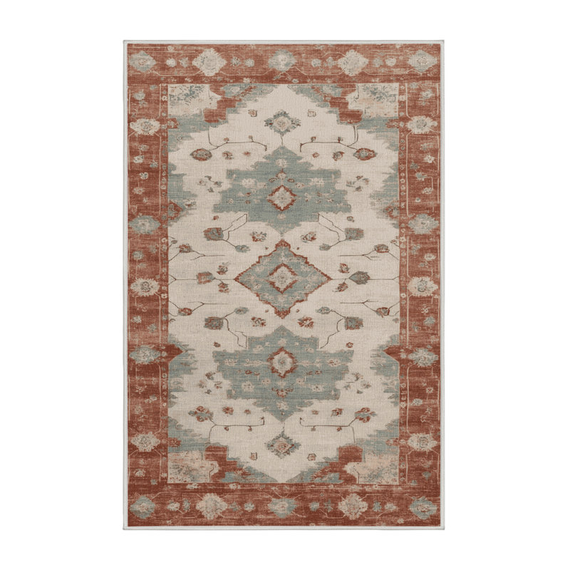 Tapis beige surteint lavable à la machine, Rectangle 2 pi x 3 pi
