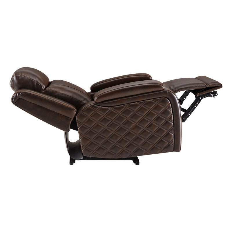 36.2'' Dual Motor Power Recliner with Zero Gravity, Genuine Leather Top-Grain Upholstery, Brown