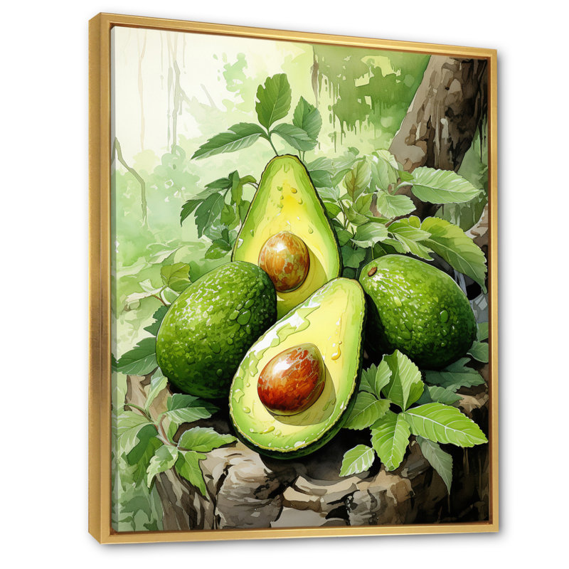 «Fruit Lush Avocado I», reproduction sur toile flottante, H 32 po x l 24 po x P 1 po, Or