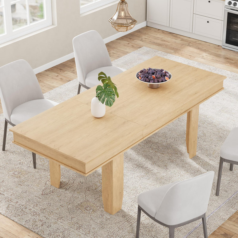 Table de salle à manger extensible de 63 à 86,6 po pour 6 à 10 personnes, table de salle à manger rectangulaire pour la cuisine et la salle à manger avec rallonge papillon