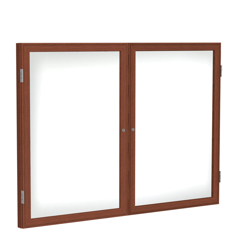 Tableau blanc magnétique en porcelaine encastré 2 portes avec cadre en bois ghent, H 3 po x l 5 po, Noyer