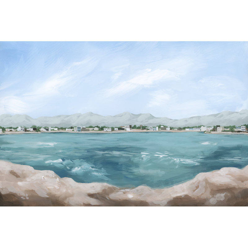 Turquoise Isle III - peinture sur toile tendue, H 32 po x l 48 po