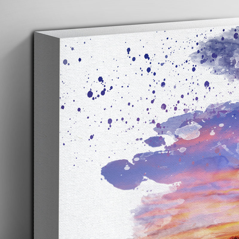 Landscape Evening Sunset Lake - Wall Art, 40cm H x 60cm W, Wrapped Canvas