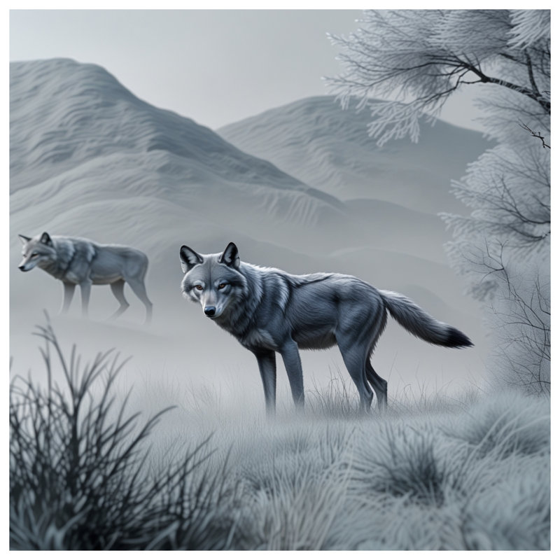 Housses de couette loups gris en hiver, Lit simple