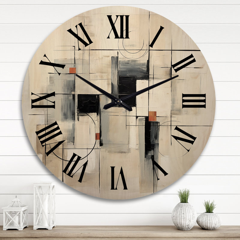 Horloge murale en bois massif Stebbins, Très grand