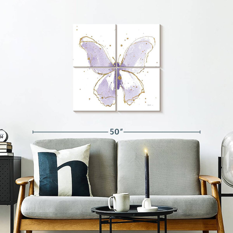 Papillons dorés lavande Brampt, H 26 po x l 26 po